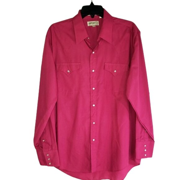 Sheplers Vintage Men's Western Shirt Long-sleeved size XL 17-35 Fuchsia Magenta - Picture 1 of 6